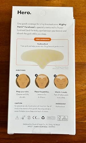 Hero Cosmetics Mighty Patch™ Forehead Patch - Hydrocolloid Acne Pimple Patch, Contoured to Cover Larger Area of Zits and Blemishes - Drug-Free and Suitable for Sensitive Skin (5 Count) thumbnail 5