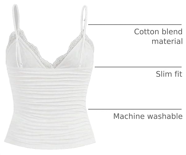 LOFAAC Women Sexy Y2K V Neck Lace Patchwork Cami Shirt Cute Slim Fit Sleeveless Spaghetti Strap Going Out Camisole Tank thumbnail 4