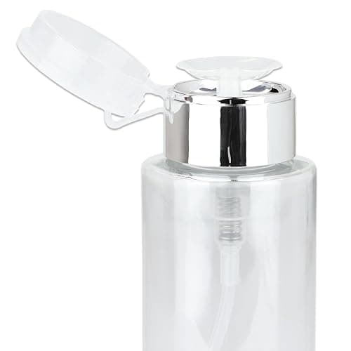 PANA 7oz. Professional Push Down Liquid Pumping Clear Bottle Dispenser (Silver Lid with No Wording, 2pc) thumbnail 3