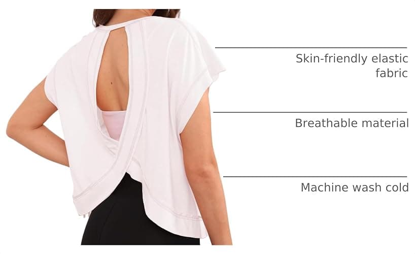 Womens 3 Pack Open Back Tops Casual Short Sleeve Workout Shirts Y2k Crop Athletic Tops Gym Yoga Running Tees thumbnail 4