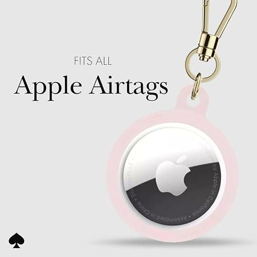 kate spade new york AirTag Holder with Gold Ring Clip - Protective Case for Apple AirTag - Hollyhock Cream thumbnail 5