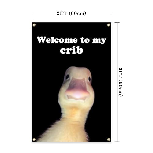 Welcome to My Crib Cute Duck Flag Teen Girl Boys College Room Dorm Decor Cool Stuff Funny Anime Flags for Room Home Decorations Posters Tapestry for Bedroom Wall art Hanging,2x3 FT thumbnail 2