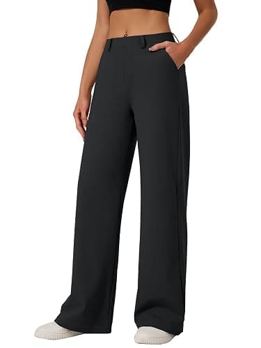 Womens Wide Leg Dress Pants Work Slacks Dressy Casual Trousers with Pockets | 5 Inseams,Breathable,Buttery Soft,Petite/Regular/Tall/Extra Tall,Belt Loops,Pull On Stretch Business Travel Pants - Image 1