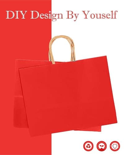 qiqee 13"x4.5"x10" Large Gift Bag with Handles Bulk 32PCS Gift Paper Bags Wine Red Bags Multiple Uses (Wide Large) thumbnail 4