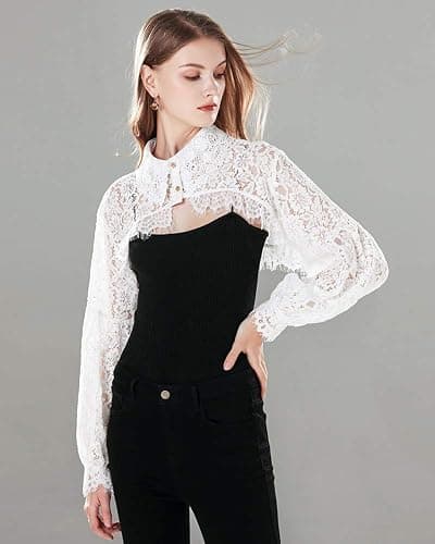 Elegtiskas Detachable Dickey Blouse False Collar Half Shirt Blouse Collar Crop Top thumbnail 2