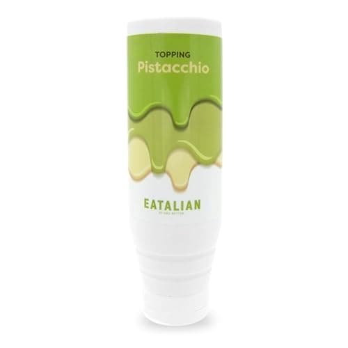 EATALIAN by AMZ BETTER Pistachio Flavoured Topping, Sweet Protein Cream in 300 gr Squeezer, Made in Italy, Pistachio Sauce Ideal for Decorating Ice Cream, Desserts and Dubai Chocolate - Image 1