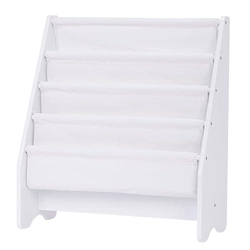 UTEX Kids Bookshelf Storage, Book Shelf for Kids Rooms, 4 Tier Sling Toddler Bookshelf, Magazine Book Rack, Children Book Organizer, White thumbnail 8