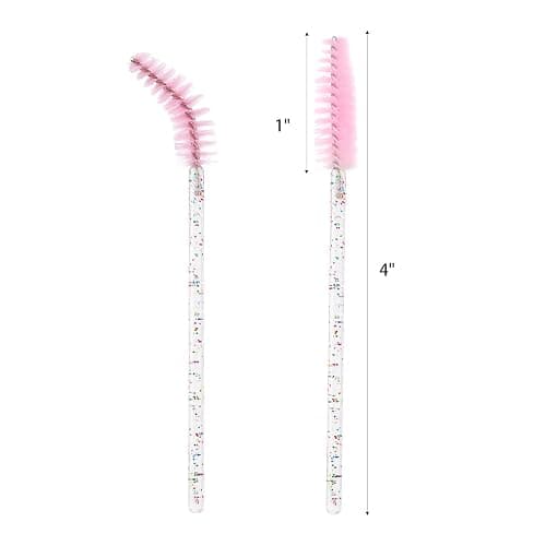 BTYMS 100 Pieces Crystal Eyelash Mascara Brushes Spoolie Brush Lash Wands Applicator Disposable Eyebrow - Light Pink thumbnail 2