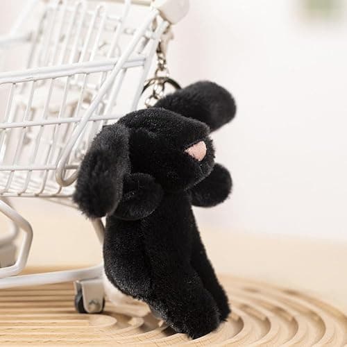 LOHGOU Cute Bunny Bag Charm, Plush Rabbit Keychain Mini Rabbit Car Keys Decor Purse Charm Pendant Decoration thumbnail 5