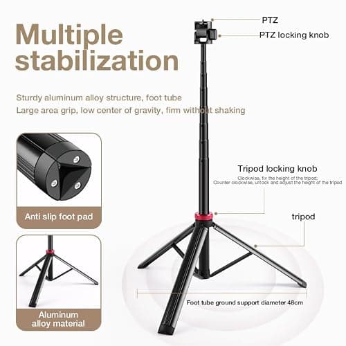 80'' Osmo-Mobile Floor Tripod-Stand Holder for DJI Osmo Mobile 8 SE 7P 7 6 5 4 / Osmo-Pocket 4 3 2 1 / Osmo Action 6 5 pro 4 3 2 1 thumbnail 9