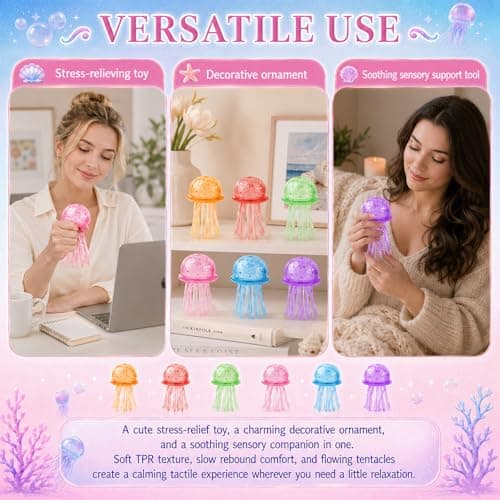 Jellyfish Squeeze Toys,Jellyfish Squishy,Jelly Fish Squeeze Stress Ball,Ultra Squishy and Moldable Slow Rise,Sensory Toy with a Super Solid Squish for Adult (Green) thumbnail 4