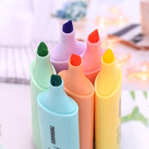 TWOHANDS Highlighter,Chisel Tip Marker Pen,6 Assorted Pastel Colors,H2007 thumbnail 3