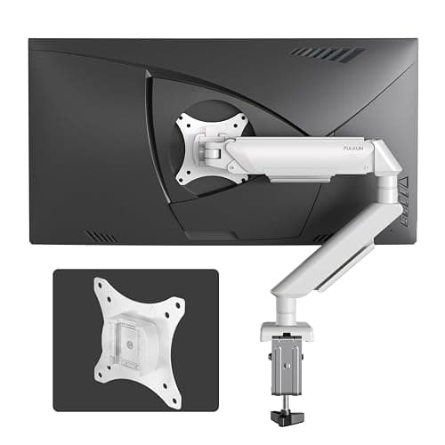 FULKUN Single Monitor Mount Stand - Full Motion Articulating Arm with Gas Spring,17-32 inch Computer Screen Mount, VESA 75x75/100x100, Clamp/Grommet Base, Adjustable Stand & Tilt & Swivel (White) - Image 1