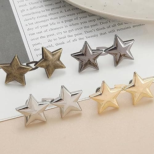 Pant Waist Tightener, 8 Sets Adjustable Pentacle Button for Jeans, Instant Removable Jean Buttons for Loose Jeans, No Sewing Required Pant Clips for Waist Tightener, Button Pins for Pants thumbnail 7