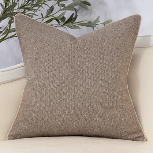 Yangest Neutral Floral Pillow Cover 20 x 20 Inches, Vintage Chenille Square Throw Pillow Cover Soft Decorative Farmhouse Accent Couch Pillow Cover for Living Room Bedroom, Coffee Brown thumbnail 2