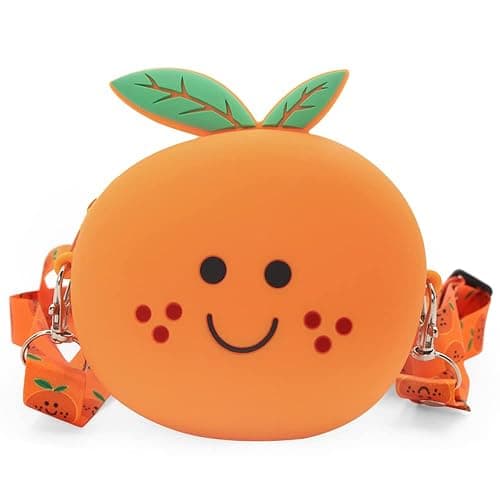 JUCHAO Silicone Mini Coin Purse Shoulder Bag Cartoon Kids Purse for Children's Handbags Shoulder Bag for Toddler Little Girl (Orange) - Image 1