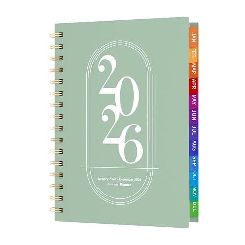 2026 Diary A5 Week to View, 2026 Planner, Jan to Dec 2026, Diary 2026 with Monthly Tabs, Twin-Wire Binding, Weekly & Monthly To Do, Inner Pockt for School & Work - Green (8.5" x 5.9") - Image 1