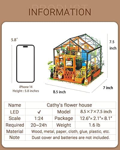 Rolife DIY Miniature Dollhouse Kit,Green House with Furniture and LED,Wooden Dollhouse Kit,Best Birthday and Valentine's Day Gift for Women and Girls thumbnail 2