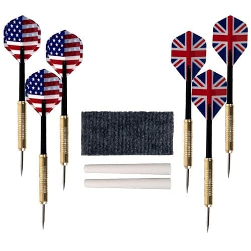Dart Board Cabinet Set with 18-inch Dartboard, 6 Steel-Tip Darts, and Chalkboard Scoring for Game Rooms, Man Caves, and Home Bars by Trademark Poker thumbnail 6