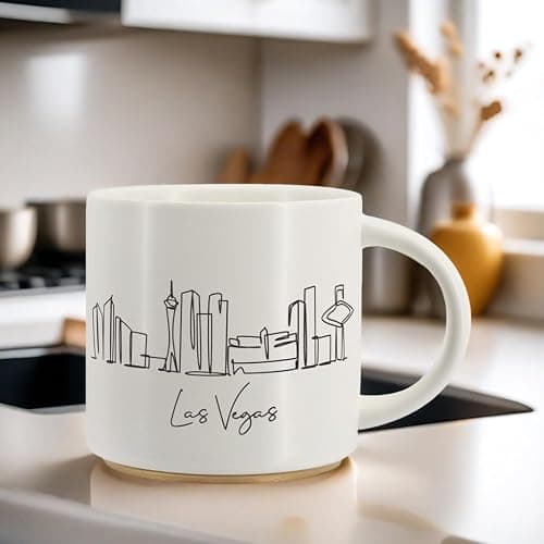 COLLECTIVE HOME - Skyline Ceramic Mug, Coffee Cup, Landscape Cups, 15 oz Tea Mugs, Elegant Personalized Mug with Gift Box, Luxurious Cups for Office and Home (Las Vegas) thumbnail 3