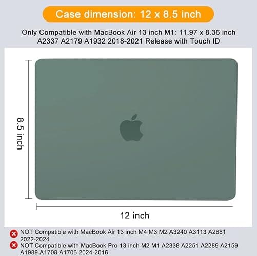 MOSISO Compatible with MacBook Air 13 inch Case M1 Chip 2021-2018 Release A2337 A2179 A1932, Plastic Hard Shell&Keyboard Cover&Screen Film&Storage Bag for MacBook Air 13.3 inch Case, Midnight Green thumbnail 7