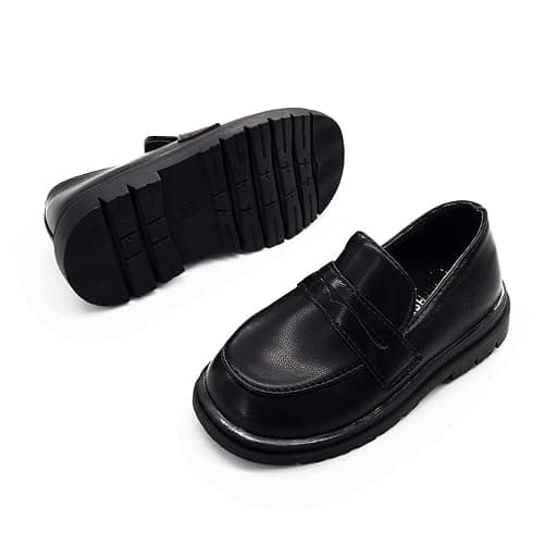 COSANKIM Toddler Boys Girls Dress Shoes PU Leather Lace Up Wedding School Uniform Loafer Flats Boys Dress Shoes thumbnail 4