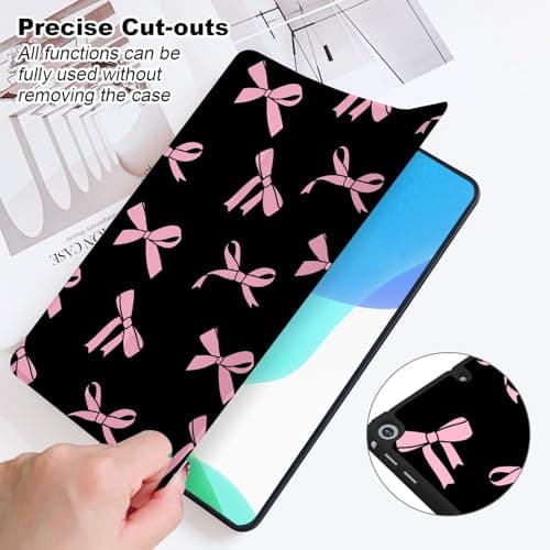 RQYDYZMJ Case for iPad 9th / 8th / 7th Generation (2021/2020/2019) 10.2 inch，Auto Sleep/Wake,Trifold Smart Stand Shockproof Cover Case for Women Girls (Black and Pink Bow) thumbnail 3