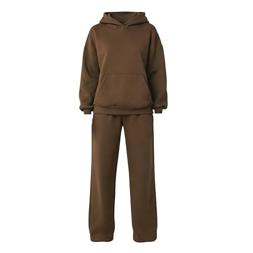 ZGTWHZY Womens Sweatsuits 2 Piece Set 2026 Fall Winter Long Sleeve Hoodie Casual Wide Leg Sweatpants Workout Travel Tracksuit thumbnail 3