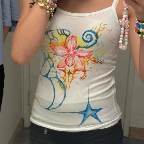 Y2k Aesthetic Cute Tee Vintage Street Women Graphic Kawaii Clothes Cutecore Slim Fit Crop Tops Camisole thumbnail 2