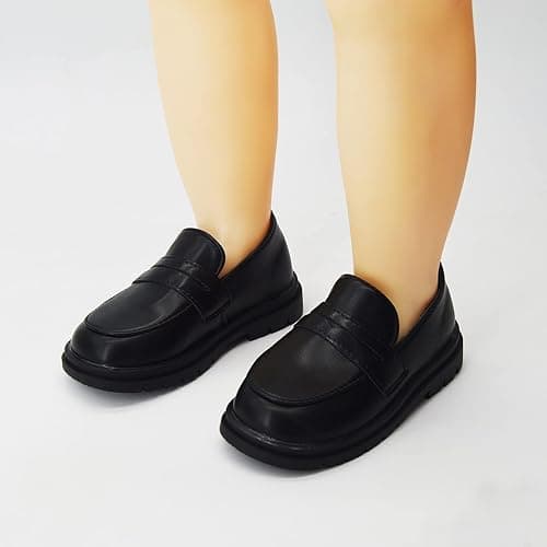 COSANKIM Toddler Boys Girls Dress Shoes PU Leather Lace Up Wedding School Uniform Loafer Flats Boys Dress Shoes thumbnail 2