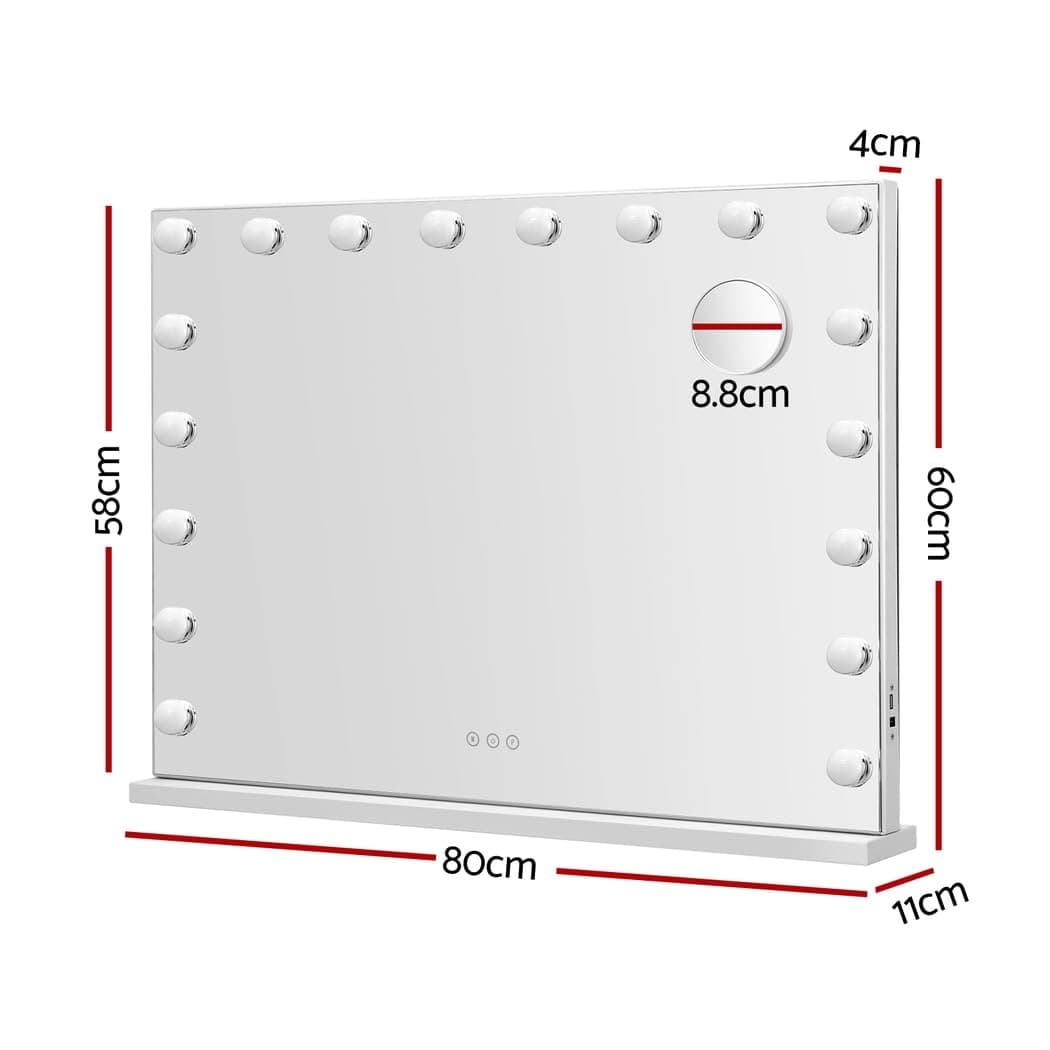 Embellir Makeup Mirror, 80 x 58cm Hollywood Vanity Mirrors Beauty Cosmetic Dressing Bathroom Decor, 18 LED Light Bulbs with Tabletop Lights Rectangle Dimmable thumbnail 2
