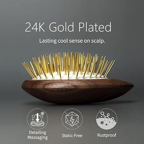 Uffy Acubrusher – 24K Gold-Plated Gua Sha Hair Brush | Ergonomic Scalp Massager for Dandruff & Hair Growth | For All Hair Types | Ideal Gift Choice in Violet Purple thumbnail 6