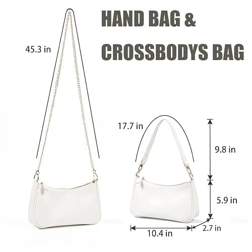 VODIU Shoulder Bag for Women, Clutch Tote Handbags Small Purse Hobo Bag | Cute White Purse with 2 Removable Straps and Zipper Closure; Use as an Underarm, Crossbody, Clutch, or Tote Bag thumbnail 5