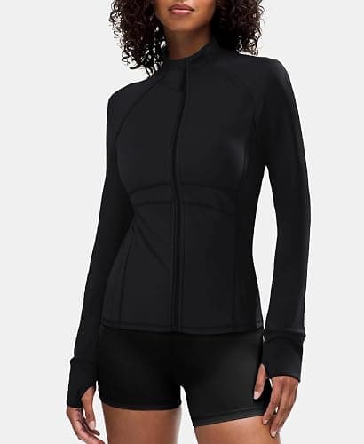 Waitfairy Zip Up Jackets for Women Yoga Gym Top Running Workout Jackets for Woman Track Jacket Women with Thumb Holes thumbnail 2