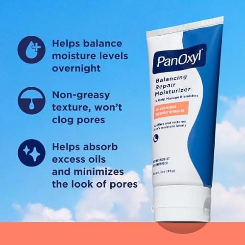 PanOxyl Complete Cleanse, Manage & Moisturize Bundle - Acne Foaming Wash Benzoyl Peroxide 10%, PM Balancing Repair Moisturizer, AM Oil Control Moisturizer & Clarifying Exfoliant with 2% Salicylic Acid thumbnail 5