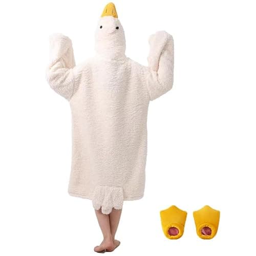 Wearable Goose Blanket Hoodie Onesie,Duck Oversized Blankets Hooded Costume for Adult & Kid,Warm Cozy Sleeping Bag - Image 1
