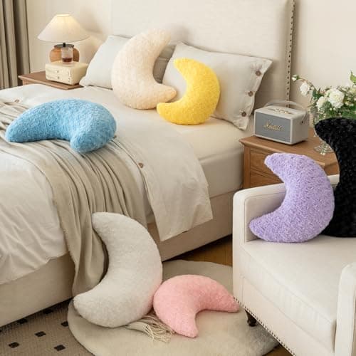 Moon Pillow, Decorative Throw Pillow with Soft Plush for Couch Bed, Cozy Moon Decorative Pillows for Bedroom Living Room, Home Décor Comfort Gift (Lavender Purple, 14.9 Inches) thumbnail 5