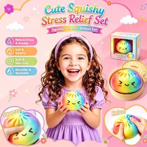 Big Rainbow Dumpling Squishy Mystery Box, Squishies Dumplings Soft Squeeze Desk Toy, Giant Jumbo Squishy Toys for Stress Relief Gifts Party Favors for Adults thumbnail 2