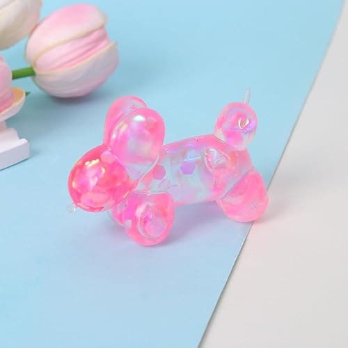 Glitter Balloon Dog Squishy Toy – Slow Rising Stress Relief Fidget Toy, Soft Sensory Toy for Adults, Anxiety Relief, Cute Squeeze Decompression Fun (Pink) thumbnail 5