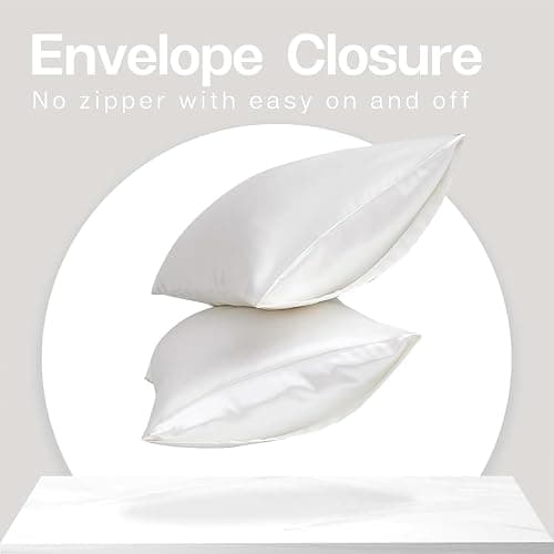 2 Pack Luxurious and Silky Aqua Satin Standard Pillow Cases with Envelope Closure for Hair and Skin(White,20 * 26 inches) thumbnail 2