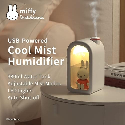 Mipow X Miffy Cool Mist Humidifier - Ultrasonic Quiet, Mini Cute Humidifier with Night Light, 380ml Humidifiers for Bedroom/Babies Nursery/Office thumbnail 4