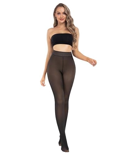 CHRLEISURE Women's Fleece Lined Tights - Fake Sheer Warm Pantyhose Thick Winter Leggings thumbnail 4