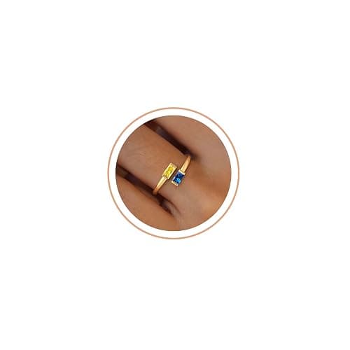 Honsny Gold Birthstone Rings for Women Non Tarnish 14K Gold Plated Adjustable Emerald Ring Cubic Zirconia Gemstone Promise Ring for Her Engagement Personalized Waterproof Jewelry Gifts for Birthday - Image 1
