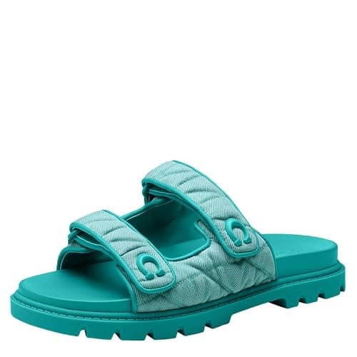 COACH womens Sculpted C Leather Double Band Sandals - Image 1