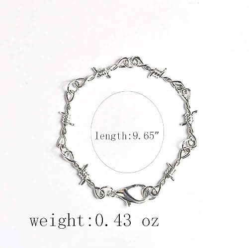 KESOCORAY Punk Gothic Thorns Metal Barbed Wire Chain Necklace Bracelet Silver Jewelry for Men Women thumbnail 3