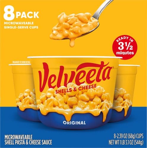 Velveeta Shells and Cheese Mac and Cheese, for Easy Snacks or Dinner Sides, Original Flavor, 2.39 oz, 8 Cups (Pack of 2) thumbnail 16