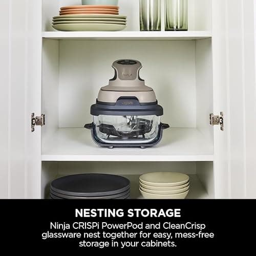 Ninja CRISPi Portable Air Fryer, 3.8L, 4-in-1: Air Fry, Roast, Keep Warm, Recrisp, Space Saving Compact Design, 6 Portions, 2x Removable Glass Containers & Lids, 1700W, Stone Gold FN101UKSTGD thumbnail 5