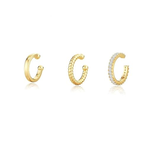 Moodear Thin Chunky Ear Cuffs Non Piercing for Women - Dainty 14K Gold Plated/Sterling Silver Cuff Earrings Trendy Cubic Zirconia Huggie Hoop Cartilage Earring Jewelry Gifts - Image 1
