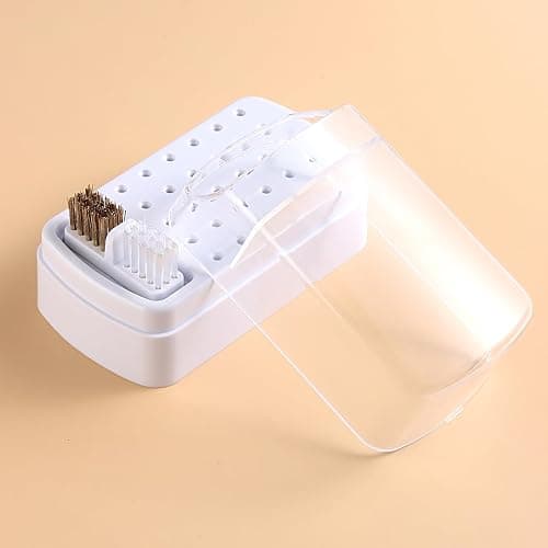 Fcozpjk 2 in 1 Nail Drill Bit Holder and Nail Drill Bits Cleaner Brush Case, 30 Holes Nail Drill Bits Organizer Display Stand Container Box, Manicure Drill Cleaning Brush, Professional Nail Tools thumbnail 6