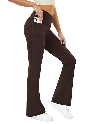 COPYLEAF Flare Leggings with Pockets for Women Seamless Crossover Yoga Pants with Tummy Control Bootcut Work Pants Trendy thumbnail 4